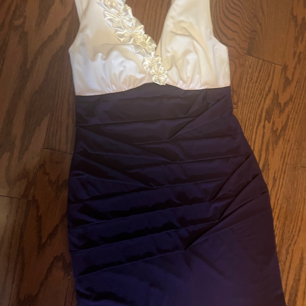 Connected Apparel White and Purple Dress